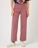 Five Women's Lucia Cropped Wide Leg Pants - Cotton Spandex Blend - Pink Magnolia