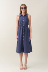 Sleeveless Midi Shirtdress - Deepwater