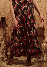 Skirt Godet Navy-Birds-Paradsise