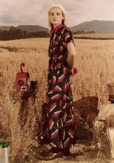 Skirt Godet Navy-Birds-Paradsise