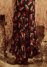 Skirt Godet Navy-Birds-Paradsise