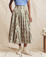 The Great Women's Regency Skirt 100% Structured Cotton Pleated Midi - Tapestry-Floral