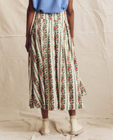 The Great Women's Regency Skirt 100% Structured Cotton Pleated Midi - Tapestry-Floral