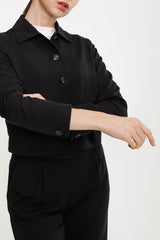 Cropped Tencel Jacket - Black