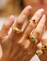 Ring Joli Coeur Bague Onyx-Vert