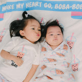 Fleece Milestone Blanket for Baby Photography - You Make My Heart Go Boba Boba