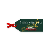 CHARITY CHRISTMAS GIFT TAG: Green Festive Taxi