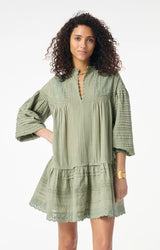 Vanessa Bruno Women's Diane Trapeze Dress Cotton Blend - Green Amande