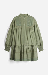 Vanessa Bruno Women's Diane Trapeze Dress Cotton Blend - Green Amande