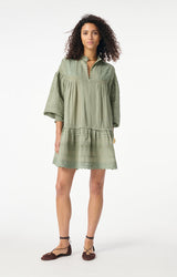 Vanessa Bruno Women's Diane Trapeze Dress Cotton Blend - Green Amande