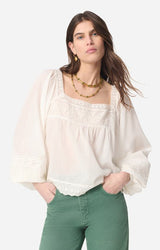 Vanessa Bruno Women's V.B. Blouse Cotton & Viscose Embroidered - White Blanc