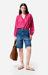 Vanessa Bruno Women's Elouan High-Waisted Denim Bermuda Shorts 100% Cotton - Blue Royal