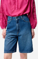 Vanessa Bruno Women's Elouan High-Waisted Denim Bermuda Shorts 100% Cotton - Blue Royal