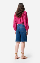 Vanessa Bruno Women's Elouan High-Waisted Denim Bermuda Shorts 100% Cotton - Blue Royal