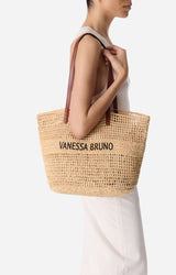 Vanessa Bruno Women’s V.B. Beach Bag Hand-Woven Raffia Tote - Sable-Noir