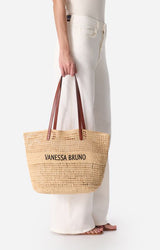 Vanessa Bruno Women’s V.B. Beach Bag Hand-Woven Raffia Tote - Sable-Noir