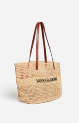Vanessa Bruno Women’s V.B. Beach Bag Hand-Woven Raffia Tote - Sable-Noir