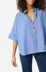 Vanessa Bruno Women's Brad Denim Shirt 100% Cotton - Indigo Blue Chambray