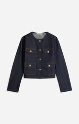 Vanessa Bruno Women's V.B. Jacket 100% Cotton Button-Down - Royal Blue Denim