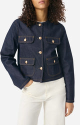Vanessa Bruno Women's V.B. Jacket 100% Cotton Button-Down - Royal Blue Denim
