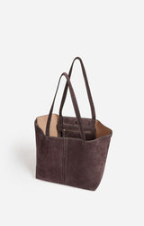 Vanessa Bruno Women's Small Daily Tote Bag 100% Suede Cowhide Leather - Brown Amer