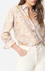 Vanessa Bruno Women's Carte de Paris Print Blouse in Flowing Viscose - Miel