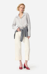 Vanessa Bruno Women's Striped Flowing Shirt - Lightweight Button-Down Blouse - Marine