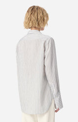 Vanessa Bruno Women's Striped Flowing Shirt - Lightweight Button-Down Blouse - Marine