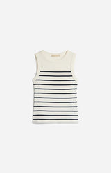 Vanessa Bruno Women's Striped Fine Knit Tank Top Blouse - Ecru-Marine