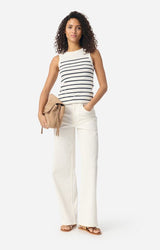 Vanessa Bruno Women's Striped Fine Knit Tank Top Blouse - Ecru-Marine
