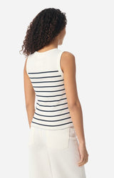 Vanessa Bruno Women's Striped Fine Knit Tank Top Blouse - Ecru-Marine