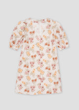 Palermo women linen dress is breathable and lightweight with flower print, short balloon sleeves and pockets. MiliMilu Lifestyle offers women dresses online.