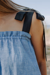 Women maxi dress made with breathable linen, blue maxi dress for women is easy to wear, from casual to dressy and goes with everything. Mommy and son macthing.