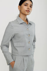 Cropped Wool Jacket - Grey Heather
