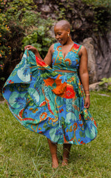 Tanji Tide Tiered Midi Skirt - Watercolor