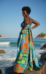 Tanji Tide Tiered Maxi Skirt - Orange