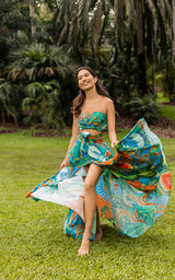 Sange Slit Maxi Skirt - Watercolor