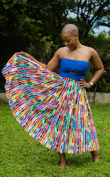 Tanji Tide Tiered Midi Skirt - Blue