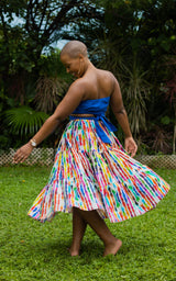 Tanji Tide Tiered Midi Skirt - Blue