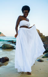 Assinie Sway Flared Maxi Skirt - White