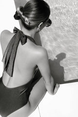 Deep Plunge One Piece Swimsuit Green