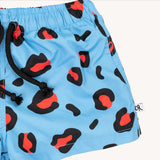 Shop leopard print swim shorts for adventurous boys online at MiliMilu. These vibrant swim trunks with blue base are crafted from 100% reprieve recycled polyester - the best eco friendly swimwear for kids and swim shorts for boys, Make this summer extra trendy with practical kids clothing that is east to wear.