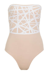 Strapless One Piece Swimsuit for Women in Camel