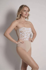 Strapless One Piece Swimsuit for Women in Camel