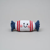 the wee bean white rabbit bunny candy organic cotton yarn rattle doll