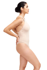 Denise - 驼色高领连体泳衣