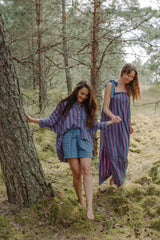 The blue checked shorts are loose-fitted with a drawstring to adjust. Match it with women oversized shirt for the full look! Mommy and Me fashion is available.