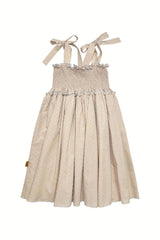 Summer breeze dotted taupe girls dress is breathable, lightweight organic cotton twirling dress that grows with you and is fully adjustable. Shop kids cloting.