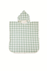 Grech & Co organic cotton towel poncho in fern green is the perfect blend of comfort. The retro-inspired hooded beach poncho for kids, shop kids beach clothing.