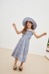 Breathable & lightweight liberty cotton girl dress with an open back is stylish and comfortable. The liberty cotton girl dress and Mini Me dresses online.